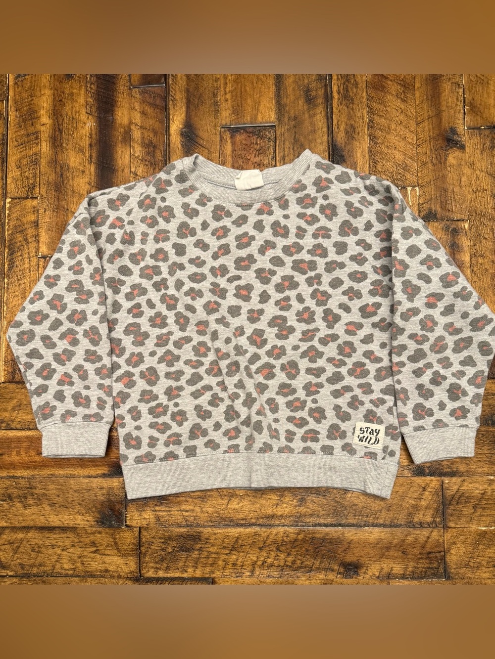Cotton-On kids Grey Leopard Print Sweatshirt with Pink Accents - Stay Wild